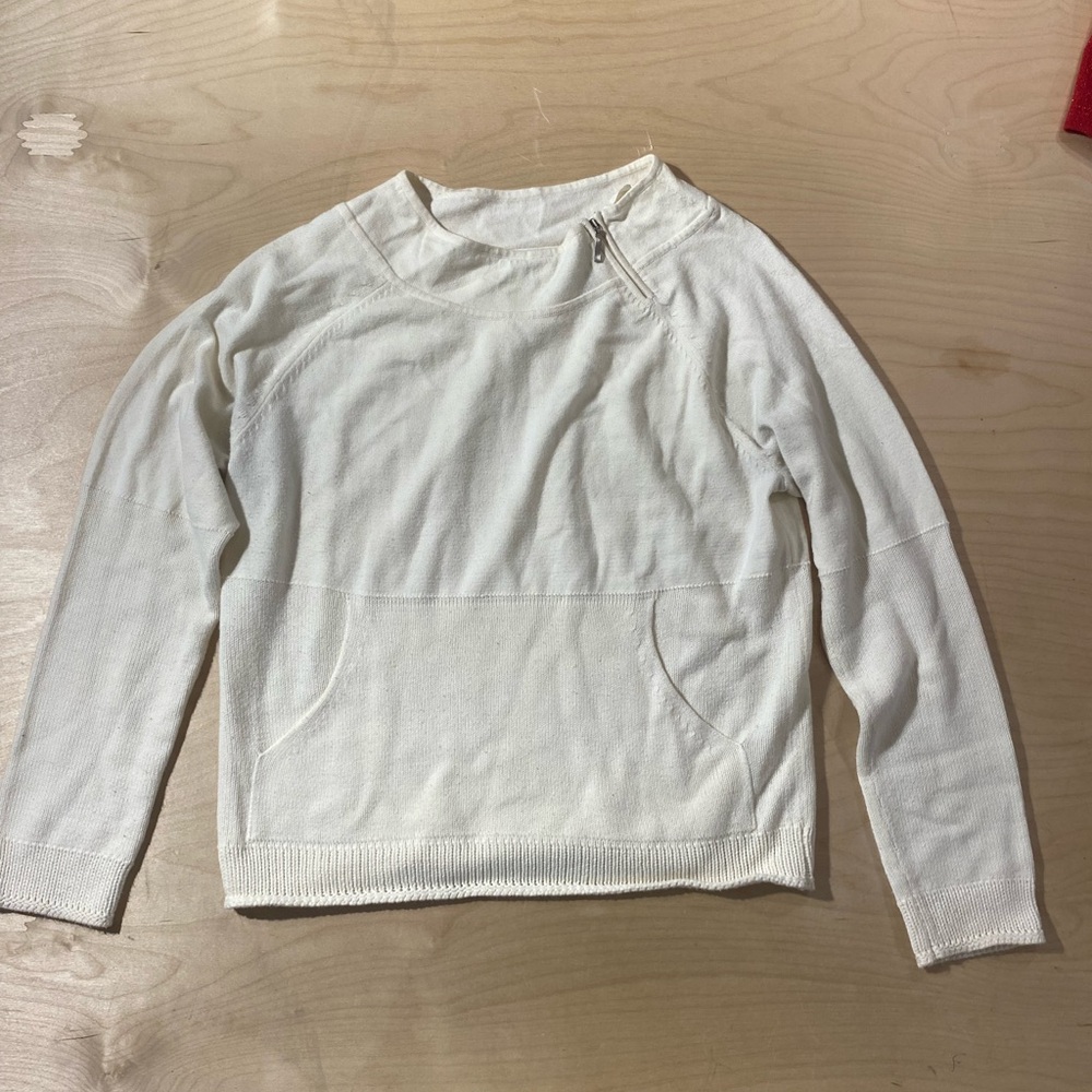 Liz Claiborne Cream Knit Pullover with Asymmetrical Zip Neck Large (QQ) - Picture 2 of 7